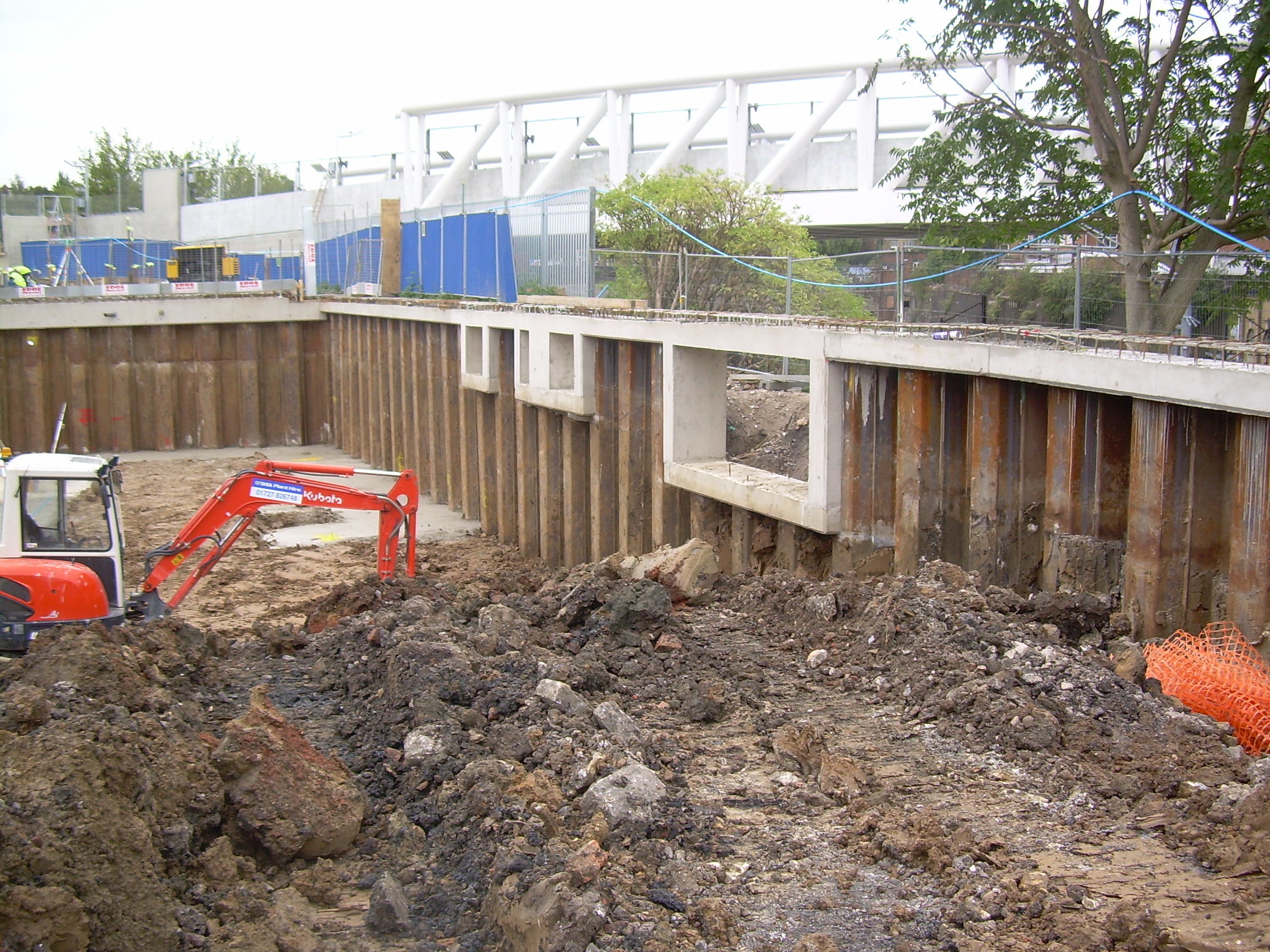 Drayton Park during construction excavation