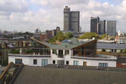 Three Oak Lane Roof terrace from the outside