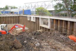 Drayton Park during construction excavation