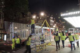 UVA Selfridges light installation under construction