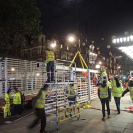 UVA Selfridges light installation under construction
